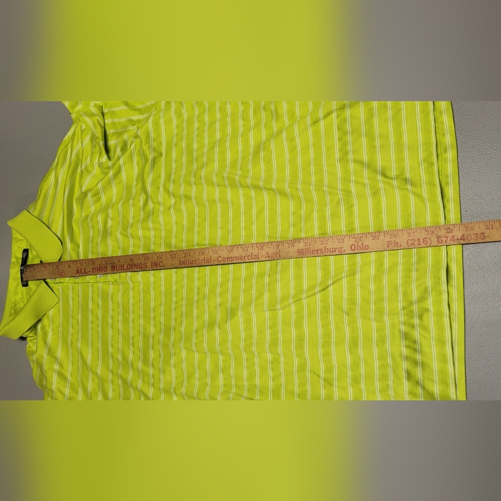 Tiger Woods Short Sleeve Golf Polo Lime Green Striped XL Cotton - Picture 6 of 10